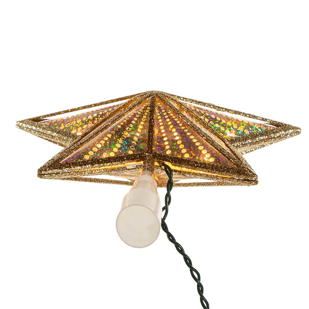 Kurt Adler 10-Inch Gold and Iridescent Lighted Star Tree Topper